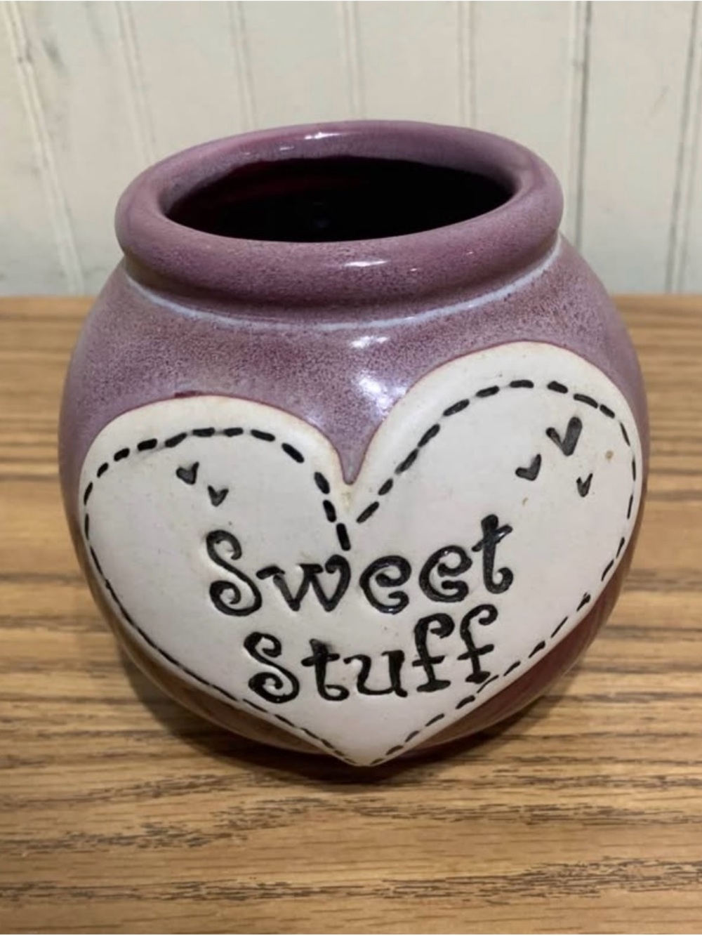 Vintage Ganz Ceramic "Sweet Stuff" Candy Jar Sugar Bowl Country Heart